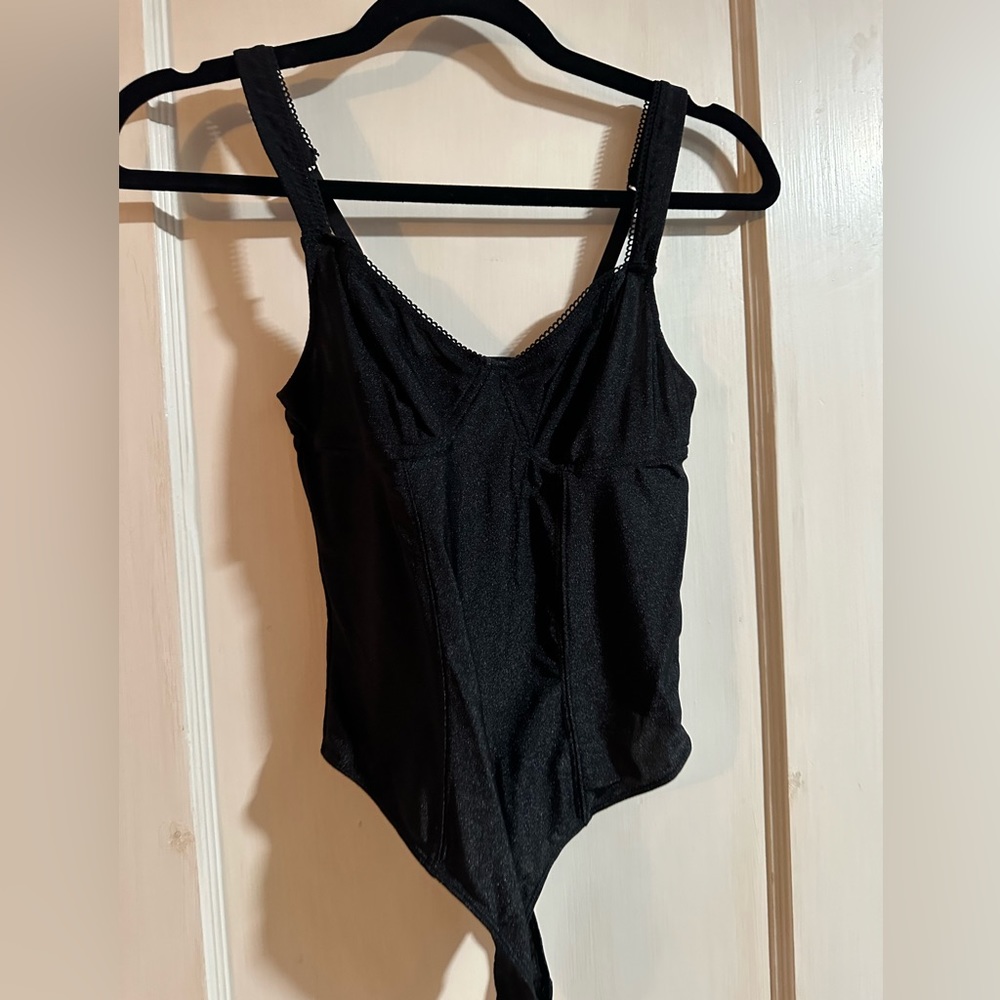 A&E Black Satin Bodysuit